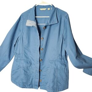 Toad&Co Linen Blend Button Front Cinch Waist Long Sleeve Jacket XL